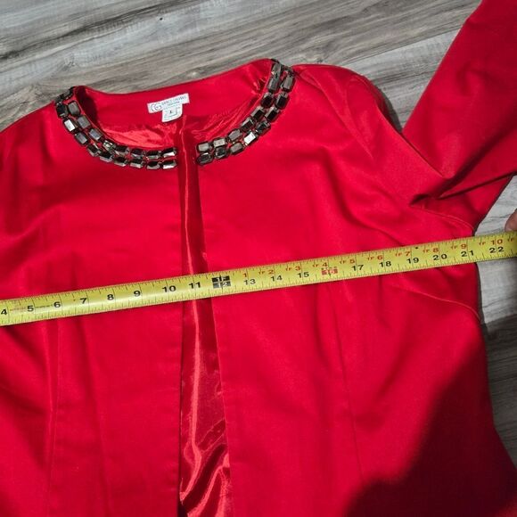 Vintage Grace chuang New York red long open blazer with embellishment - Picture 9 of 11
